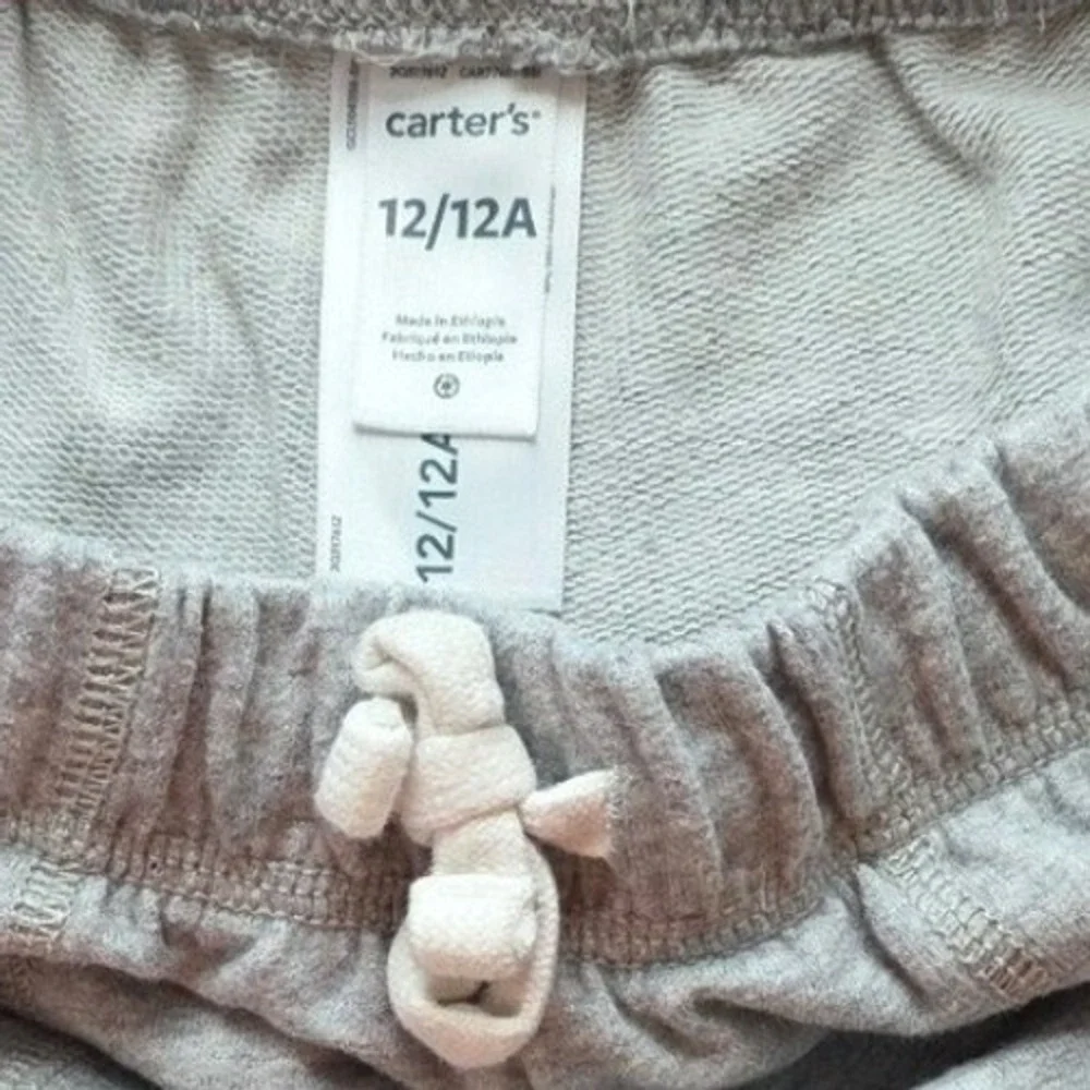 Carters Girls Gray French Terry Drawstring Shorts Size 12 Heathered Knit Casual